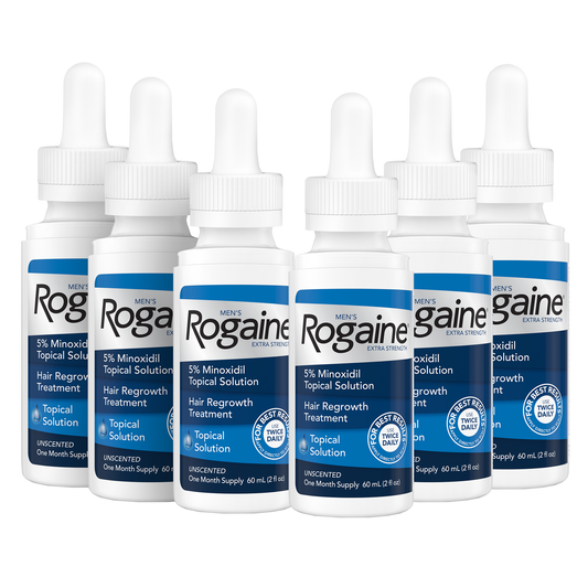 Bottle of Men’s Rogaine Solution on a white background.