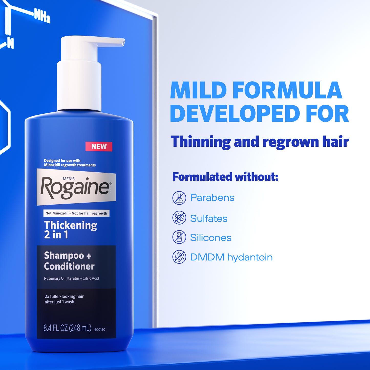 Men's ROGAINE® Hair Thickening 2 in 1 Shampoo + Conditioner